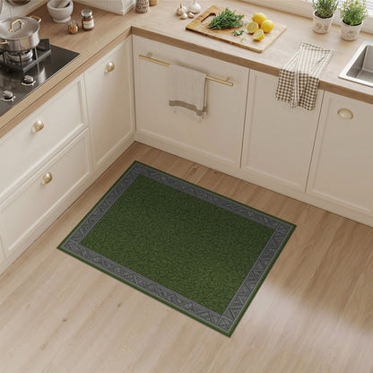 Green Floral Vintage Lush Green Vine Leaf Area Rug