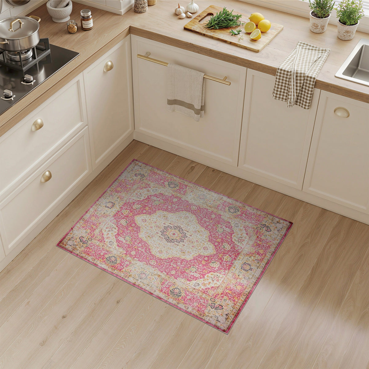 Pink Floral Vintage No. 123 Area Rug