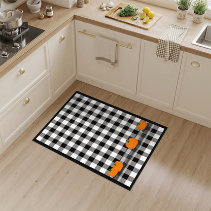 Black White Checkered Pumpkin Area Rug