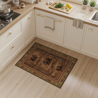 Rustic Wildlife Bear Deer Forest Area Rug