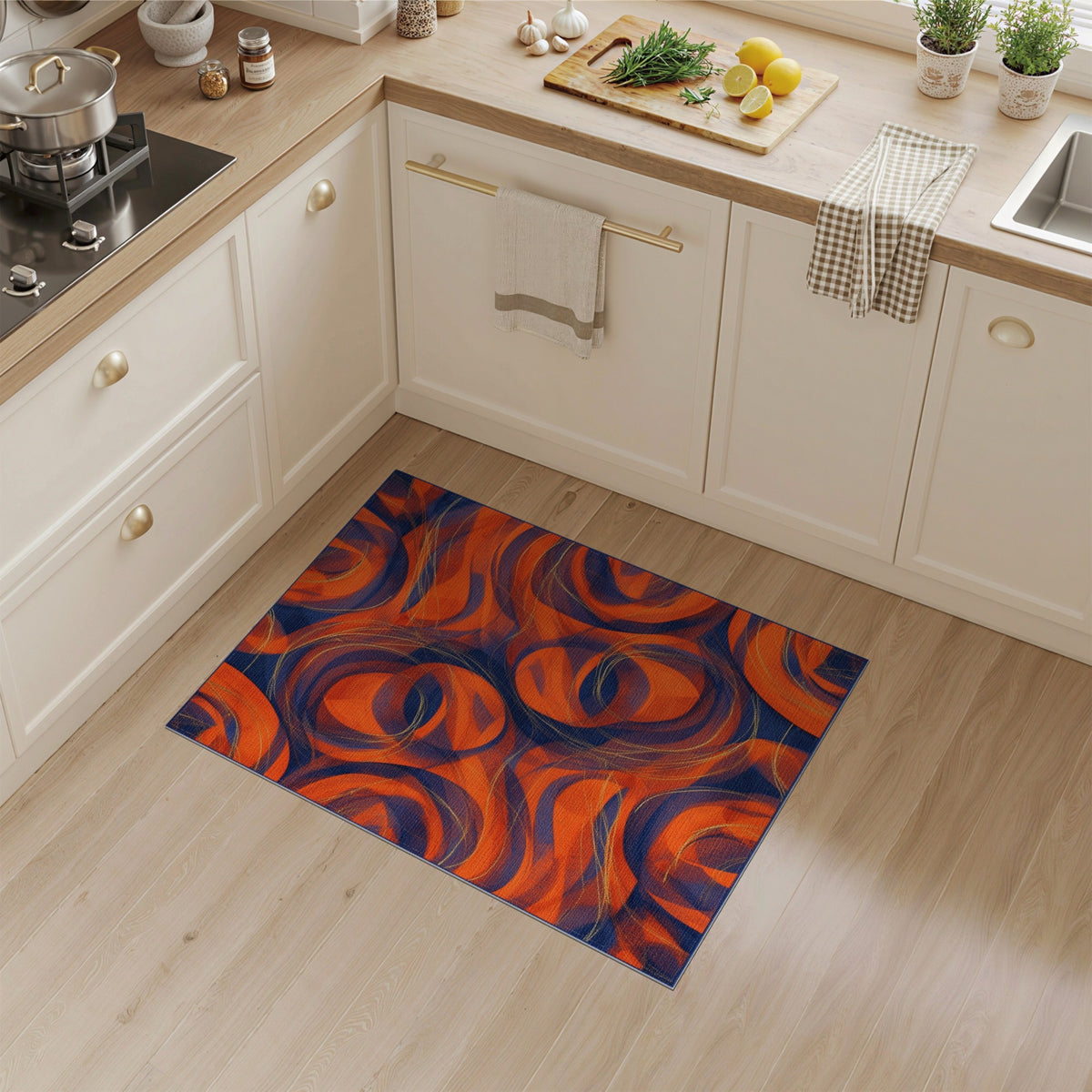 Orange Swirl Abstract No. 3 Area Rug
