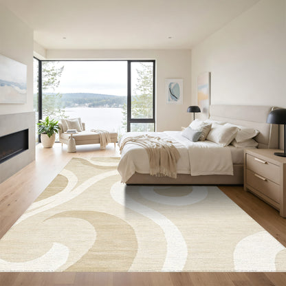Beige Swirling Curl Rug