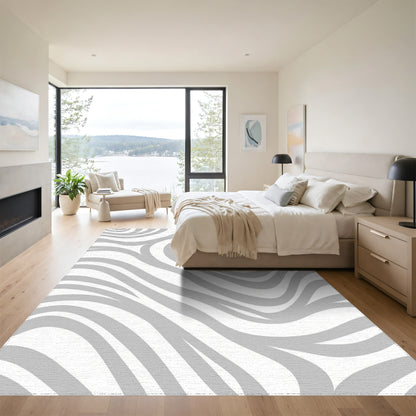 Gray Swirl Wave Curl Rug