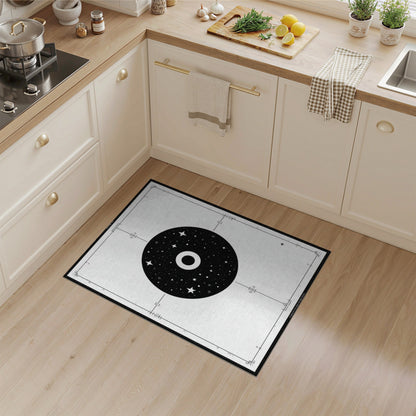 Black White Cosmic Star Circle Area Rug