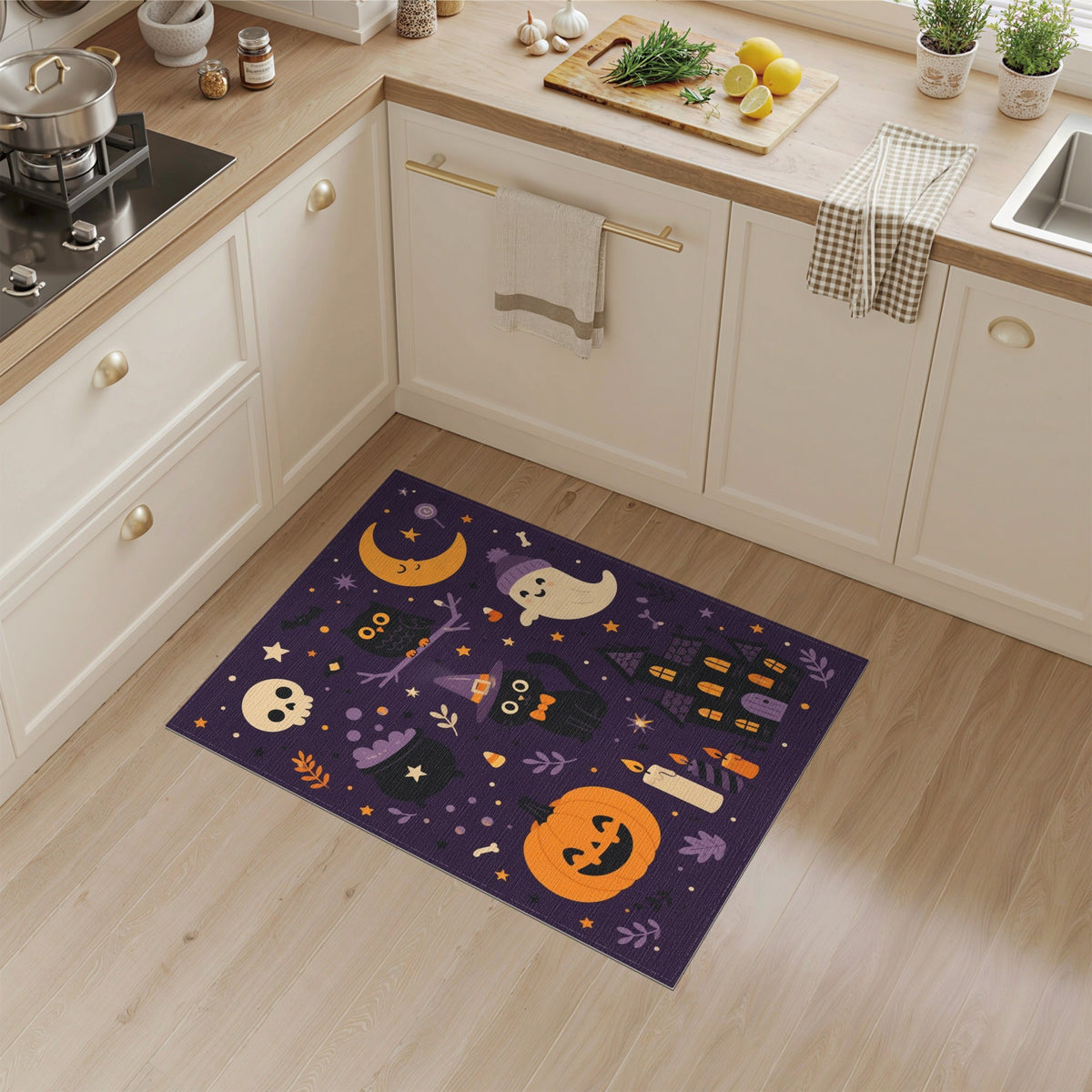 Cute Halloween Purple Kids Cartoon Area Rug