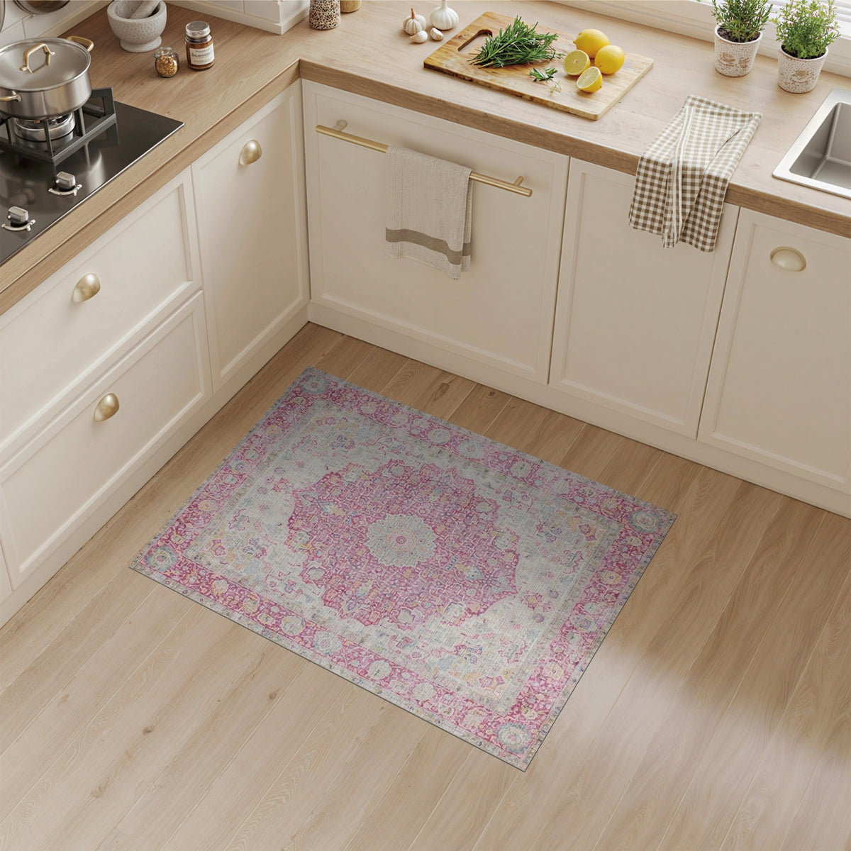 Pink Floral Medallion Vintage No. 3 Area Rug