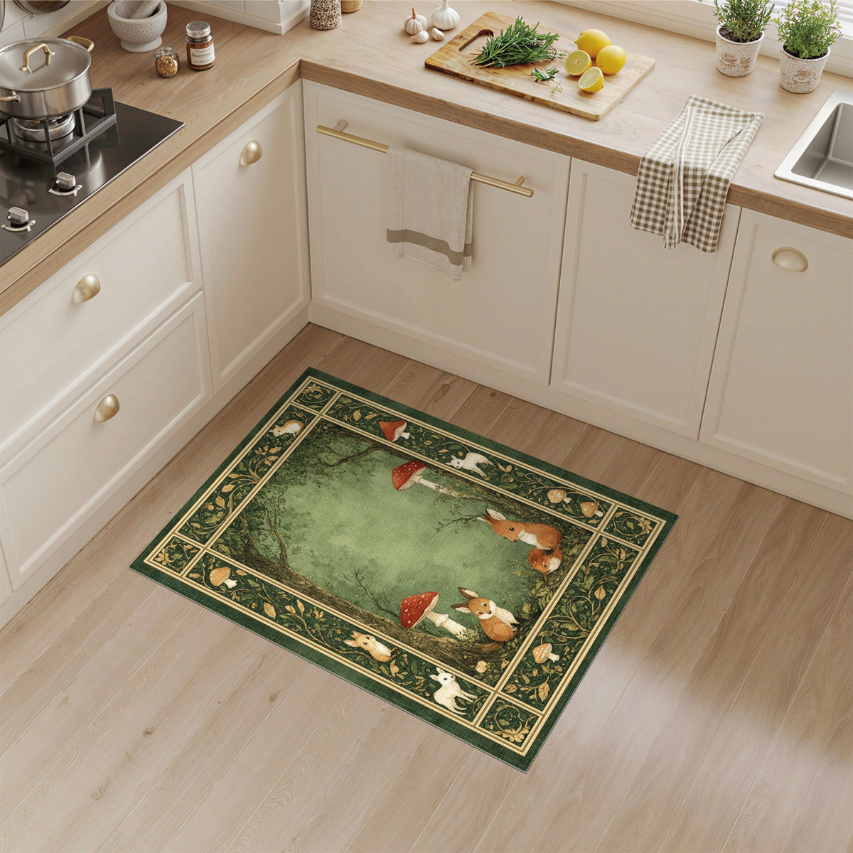 Enchanted Forest Fox and Rabbit Area Rug