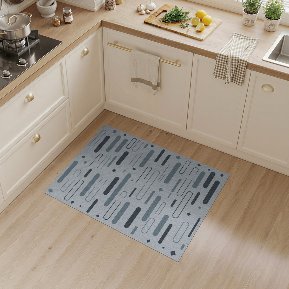 Grey Geometric Abstract Area Rug