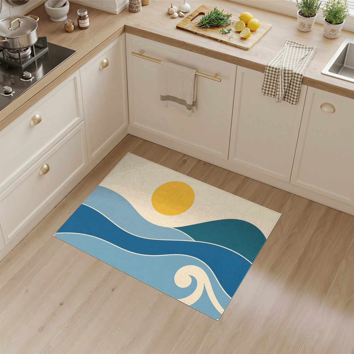 Blue Wave Abstract Area Rug