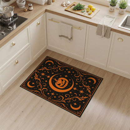 Orange Pumpkin Moon Area Rug