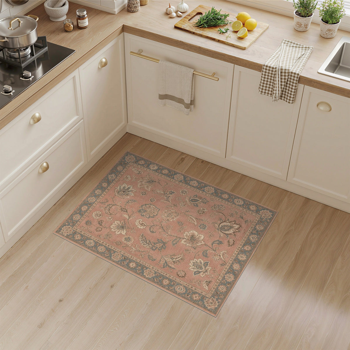 Pink Vintage Floral Vintage Area Rug