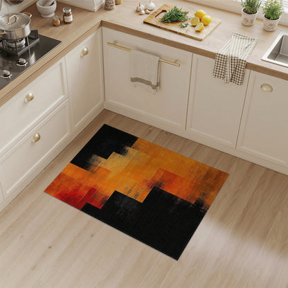 Bold Orange Geometric Step Area Rug