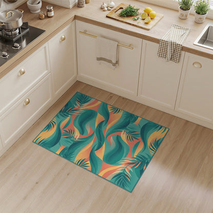 Blue Teal Abstract Palm Area Rug