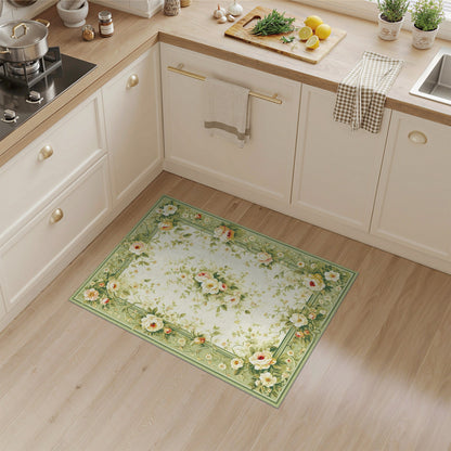 Floral Vintage Green Floral Vintage Rose Area Rug