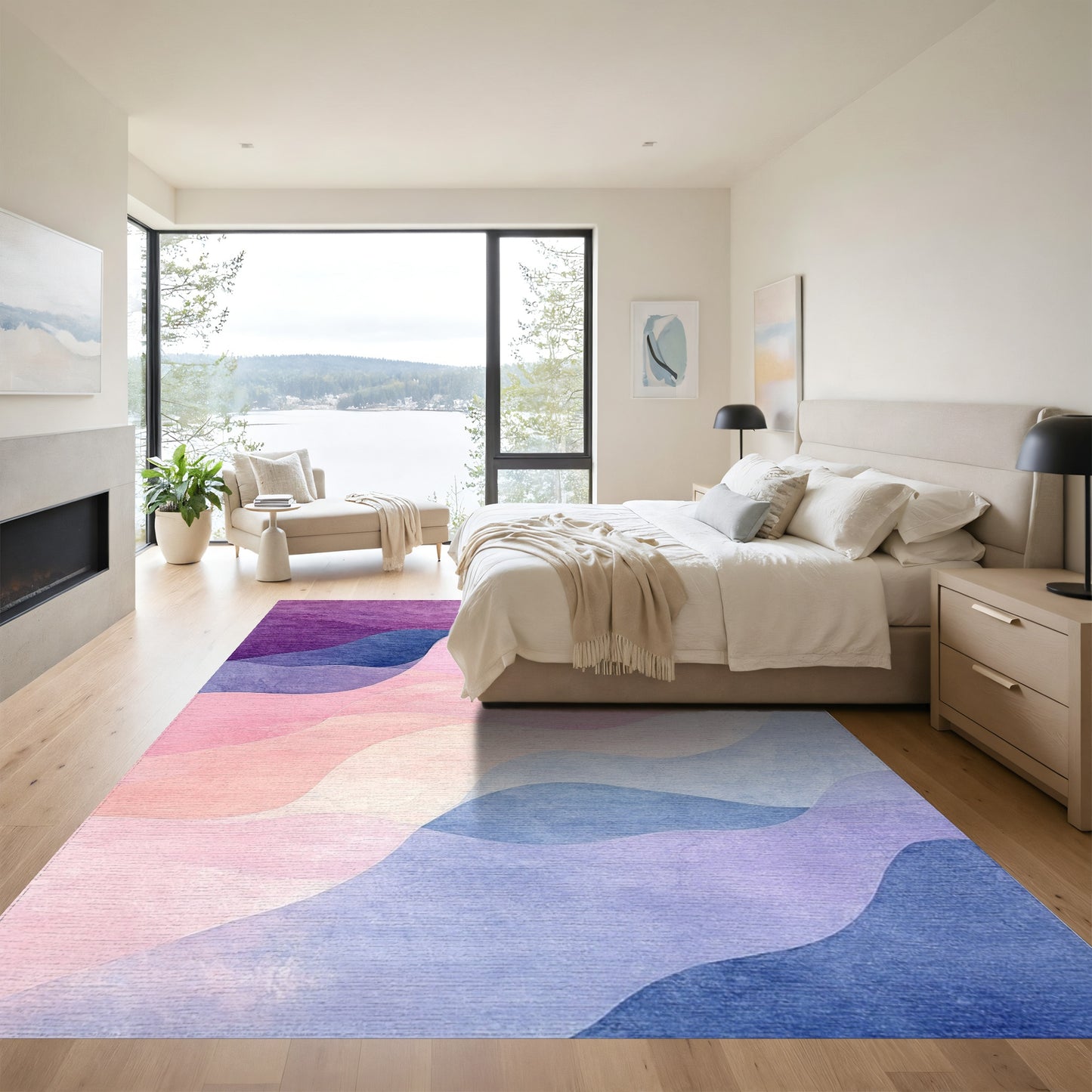 Purple Pink Blue Fluid Wave Rug