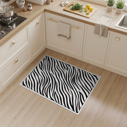 Black White Zebra Stripe Washable Area Rug