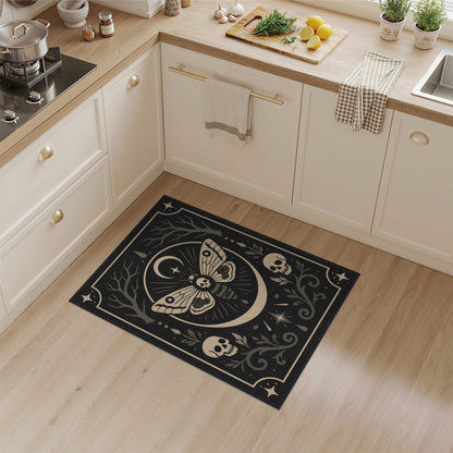 Gothic Moth Skull Area Rug