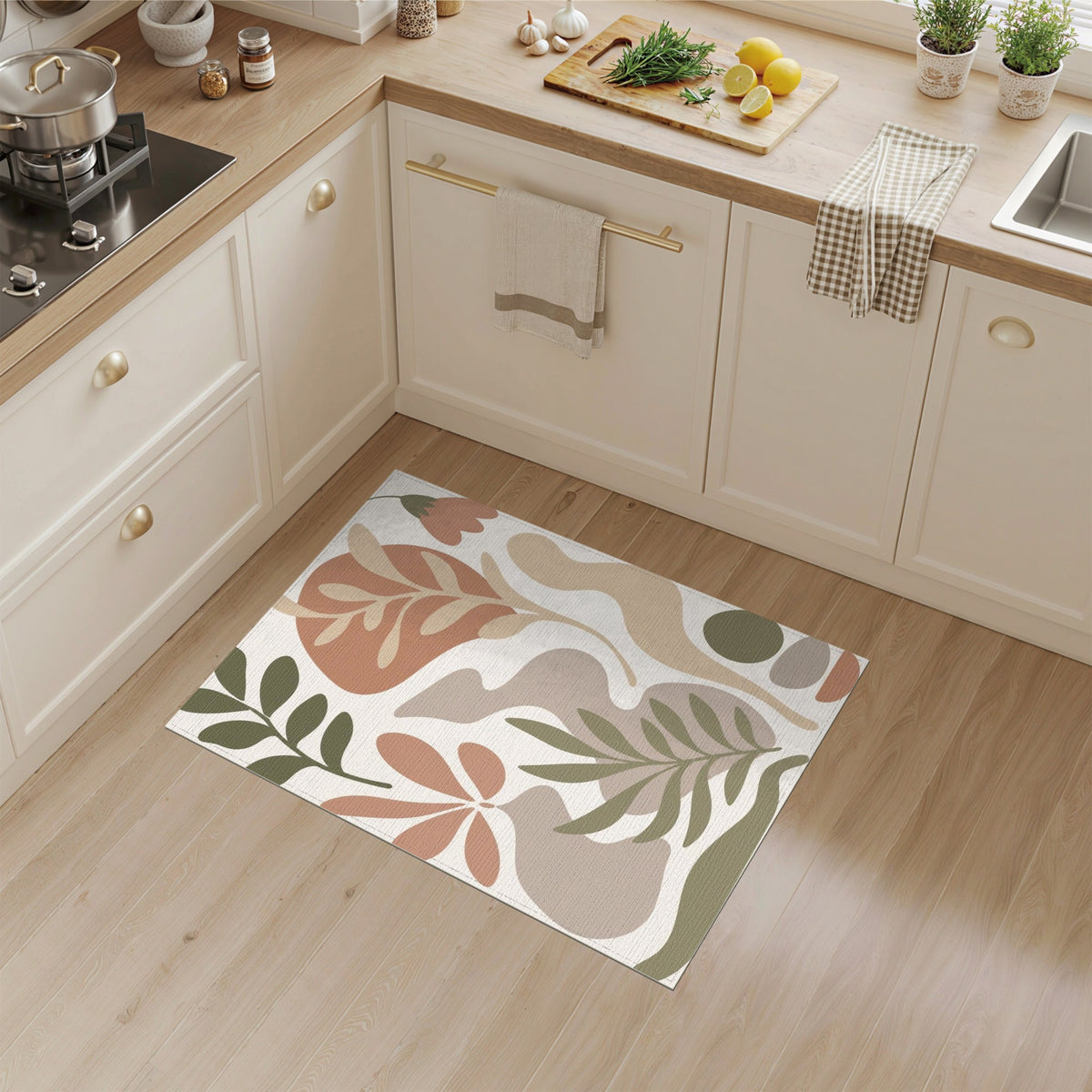 Earthy Abstract Botanical Area Rug