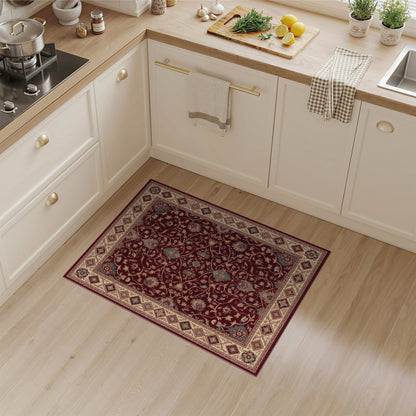 Deep Red Persian Floral Area Rug