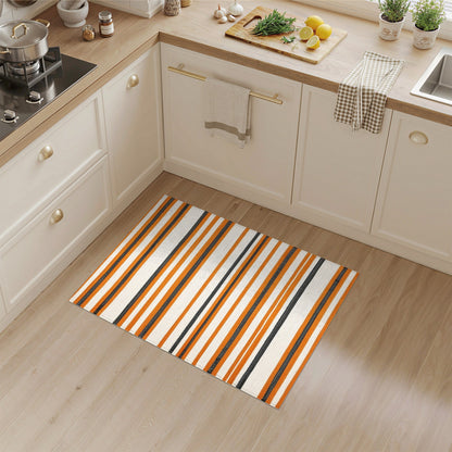 Orange Black Striped Geometric Area Rug