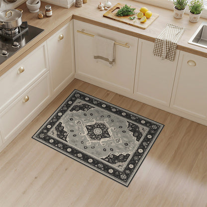 ODIKA Black White Persian Floral Area Rug