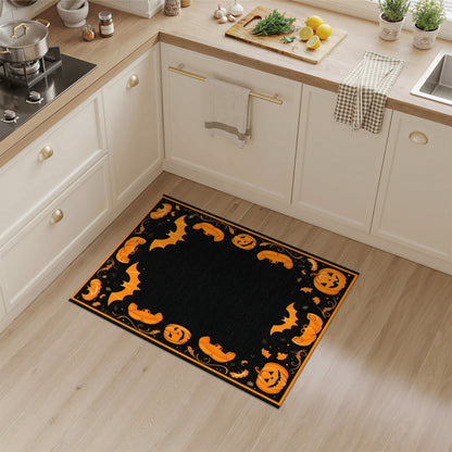 Halloween Orange Pumpkin Bat Area Rug
