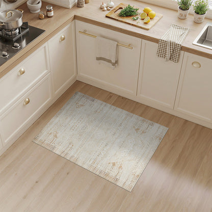 Beige Geometric Distressed Area Rug