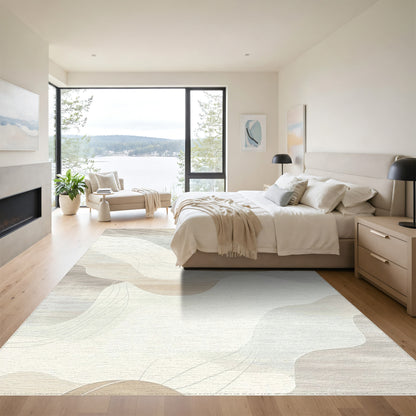 Beige Gray Fluid Abstract Rug