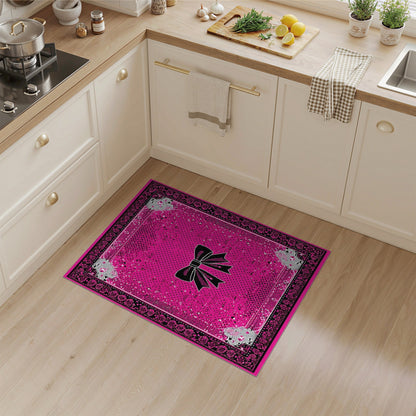 Pink Bow Polka Dot Area Rug