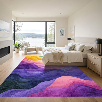 Flowing Multicolor Wave Rug
