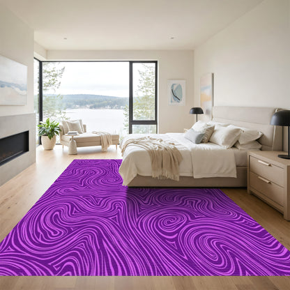 Purple Swirling Wave Abstract Rug