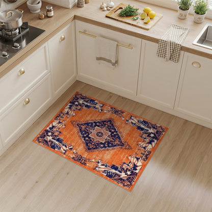 Orange Distressed Patriotic Area Rug