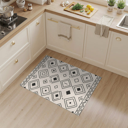 Black White Tribal Diamond Area Rug
