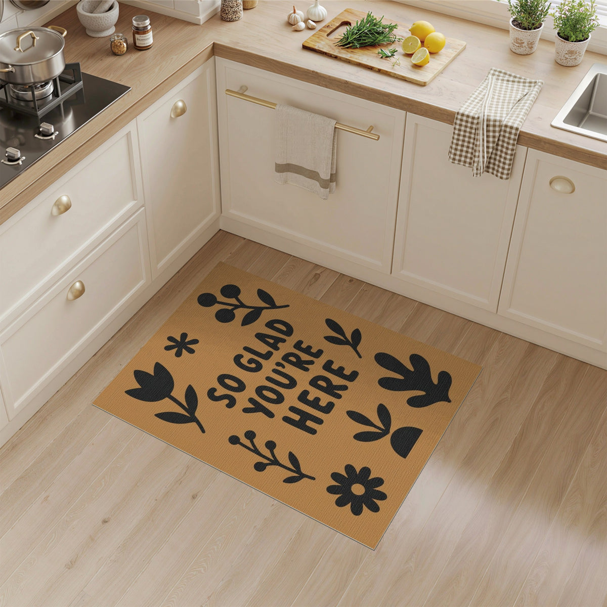 So Glad You're Here Brown Boho Rug
