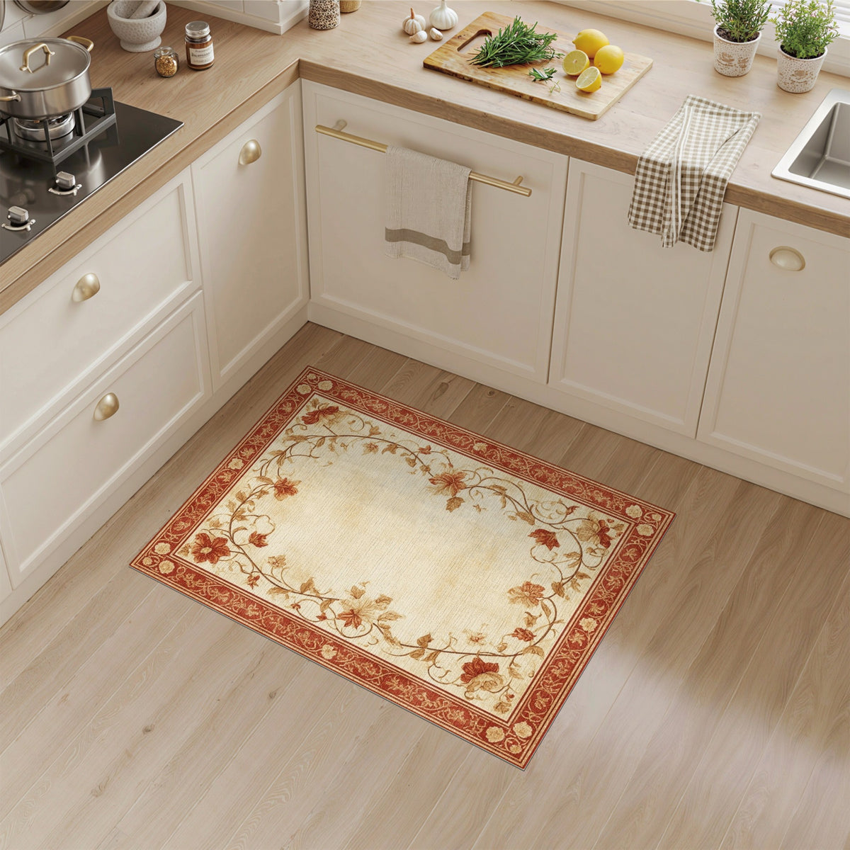 Red Floral Vintage No. 14 Area Rug