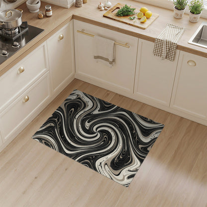 Abstract Area Black and White Black White Marble Swirl Area Rug