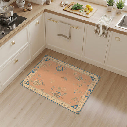 Blue Floral Vintage Peach Area Rug