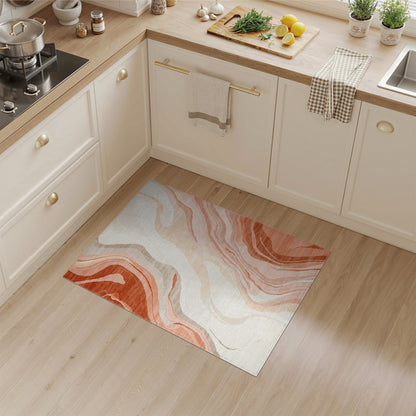 Abstract Orange Wave Abstract Area Rug