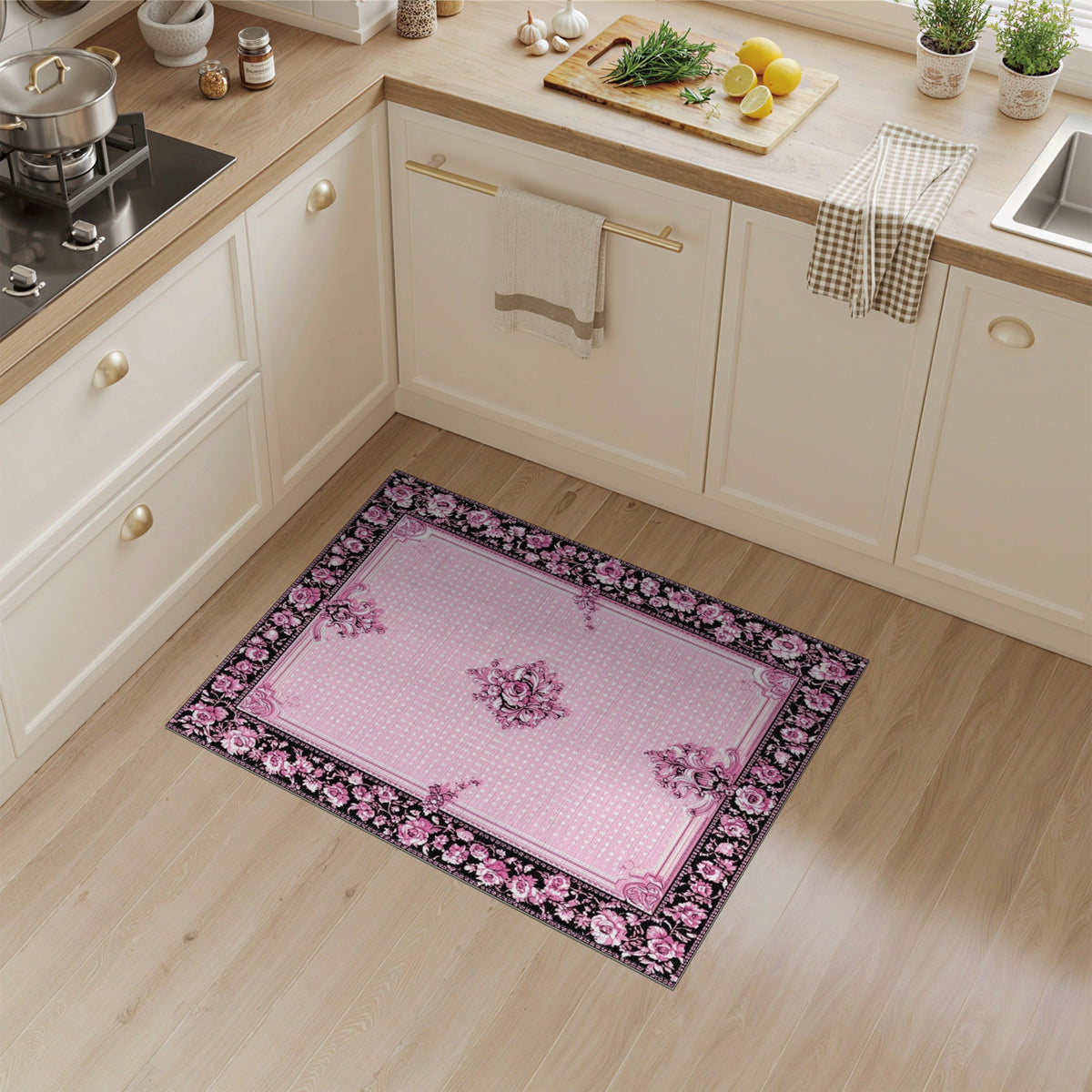 Pink Rose Floral Vintage No. 12 Area Rug