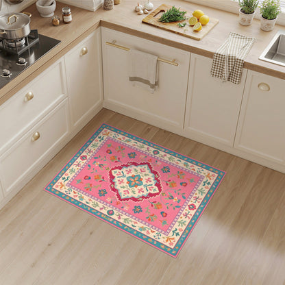 Pink Floral Vintage Area Rug