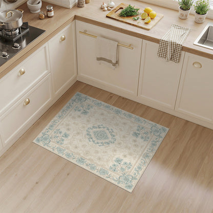 Blue Teal Floral Vintage No. 42 Area Rug