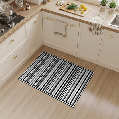 Black White Horizontal Stripe Geometric Rug
