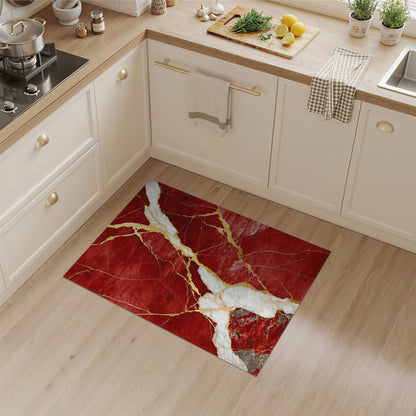 Red Marble Gold Vein Area Rug