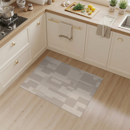 Beige Geometric Block Geometric Modern Area Rug