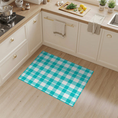 Blue and Teal Checkered Geometric Area Rug