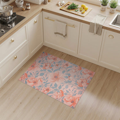 Pink Floral Vintage Washable No. 58 Area Rug
