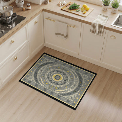 Black White Mandala Area Rug