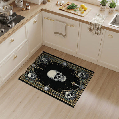 Gothic Skull Ornate Black Area Rug