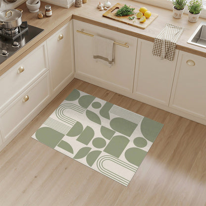 Green Geometric Arch Area Rug