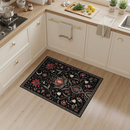 Red Floral Vintage Area Rug